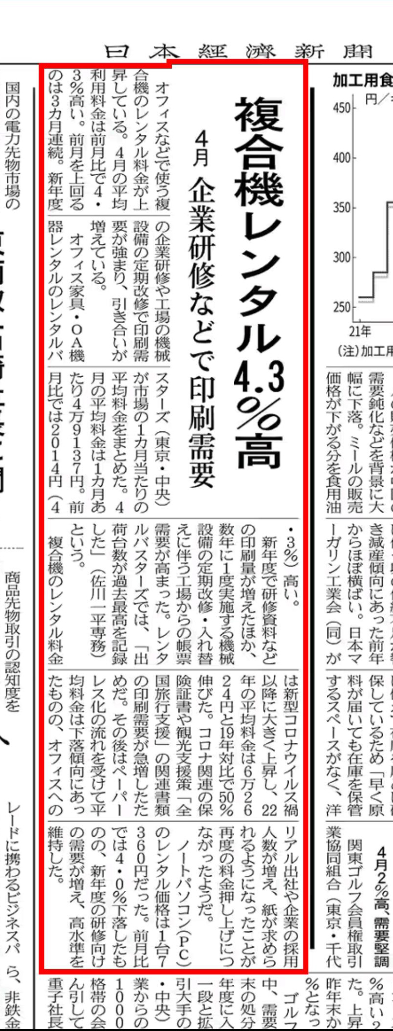 日本経済新聞掲載