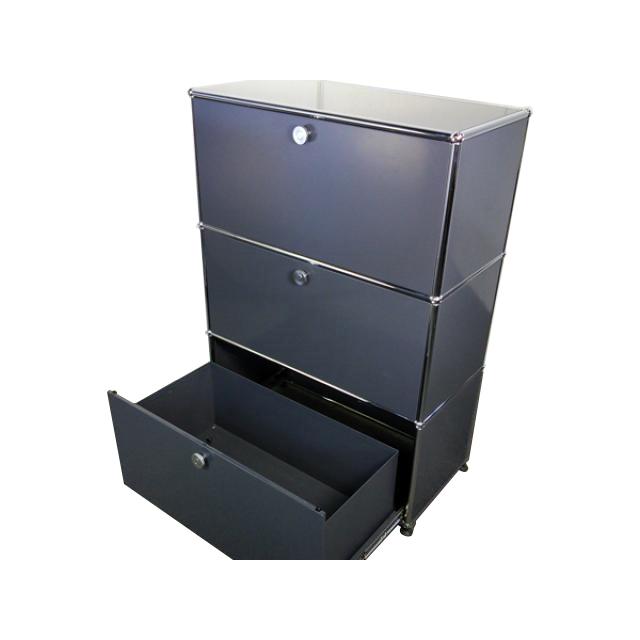 USMハラー1連3段キャビネット unit V【Dlot】(ダークグレー)